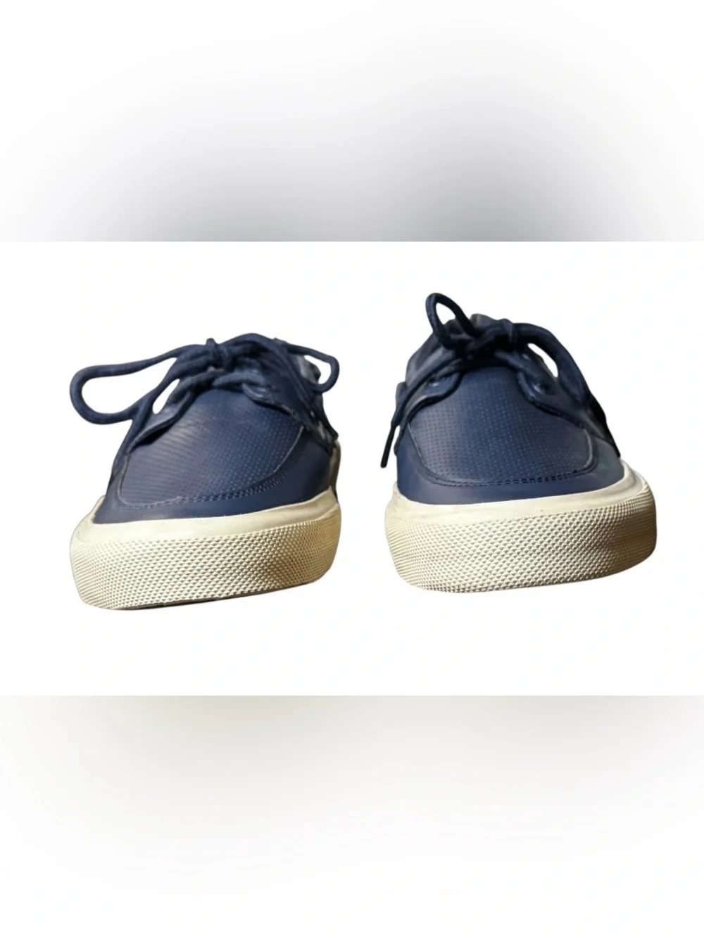 NWOT Sperry SeaCycled Captain’s Moc Perforated Leather Boat Shoes Navy Blue